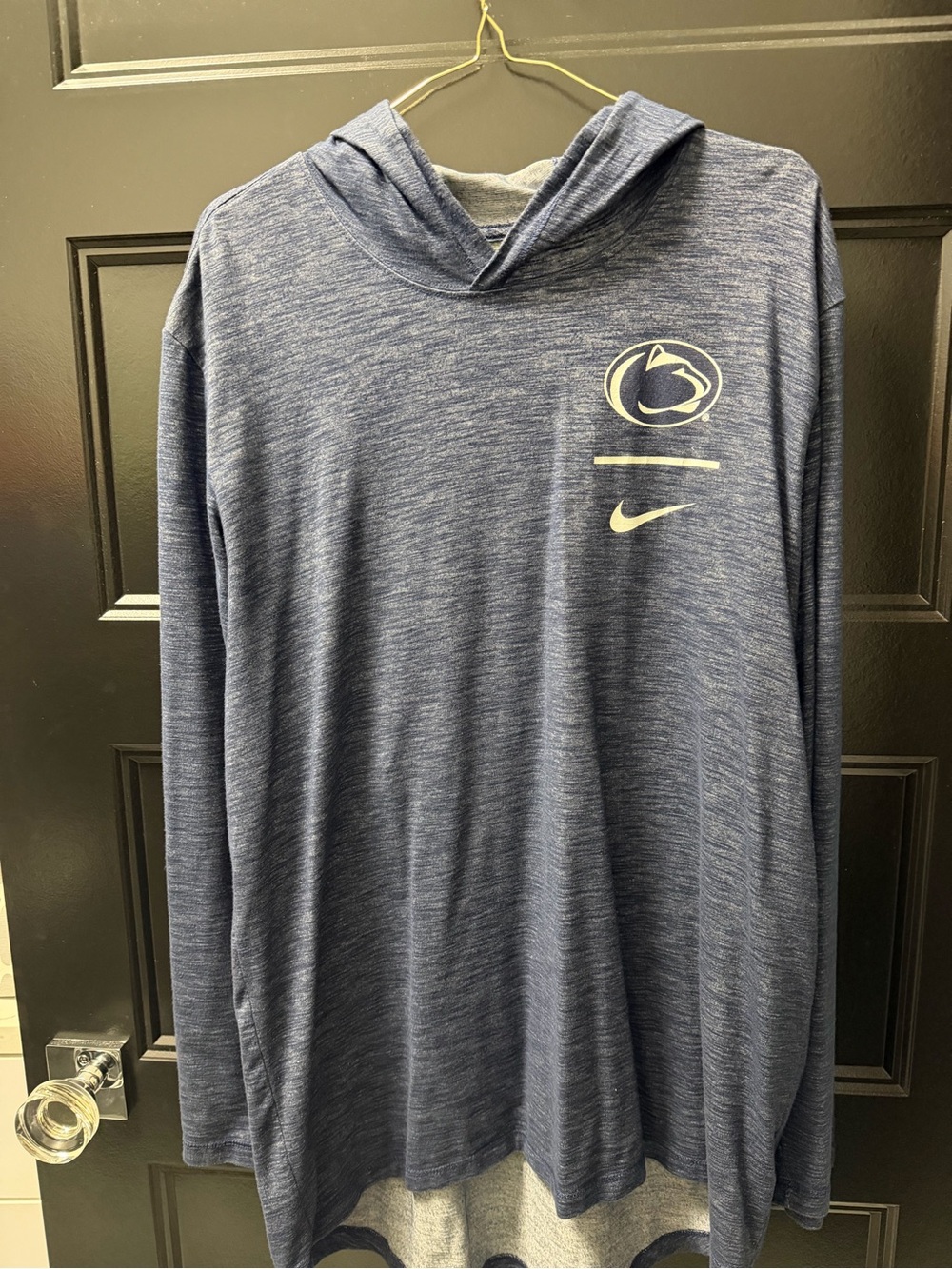 Nike Heather Navy Penn State Logo Hooded Long-Sleeve Shirt